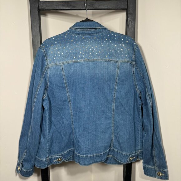 Christopher & Banks Embellished Denim Jacket with Rhinestone Bling - NWOT - Picture 4 of 6